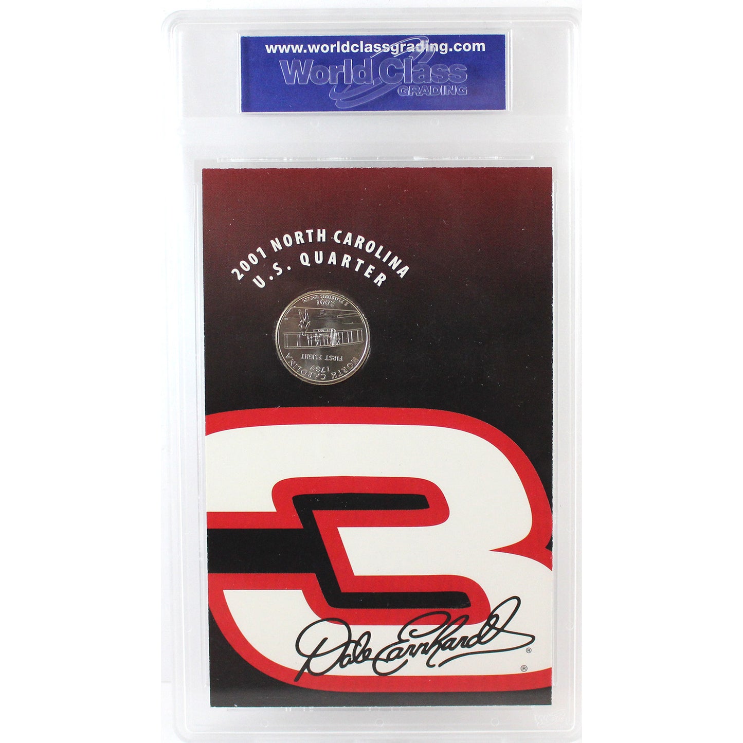2001 USA N.C. State Quarter Colourized Dale Earnhardt WCG Cert. UNC (Holder Scratched)