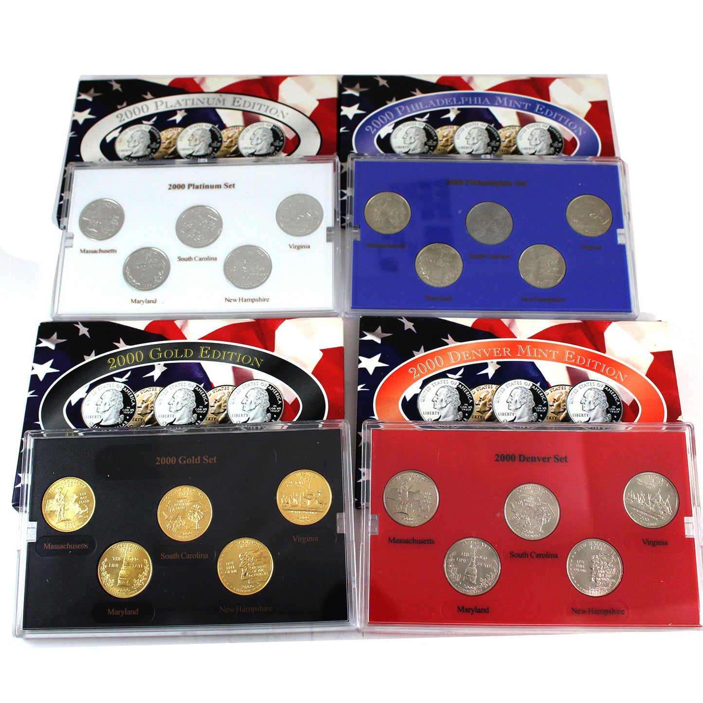 Lot of 4x USA 2000 P&D State Quarter Collection (Impaired)