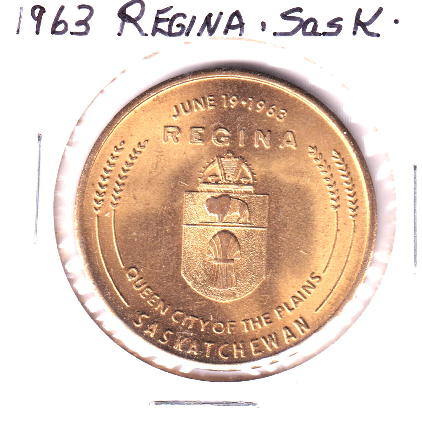 1963 Regina Saskatchewan Diamond Jubilee Brass token