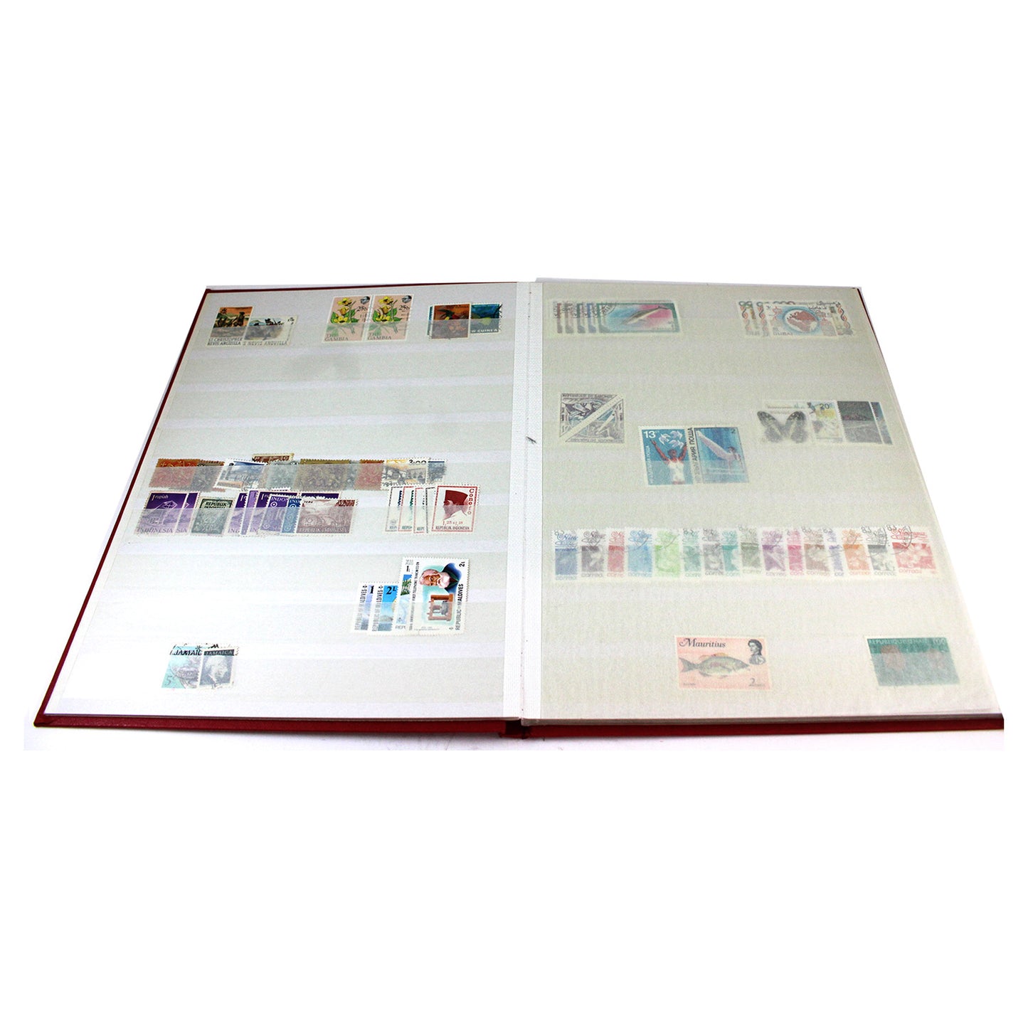 100+ World Stamps Mint Condition in Red Album