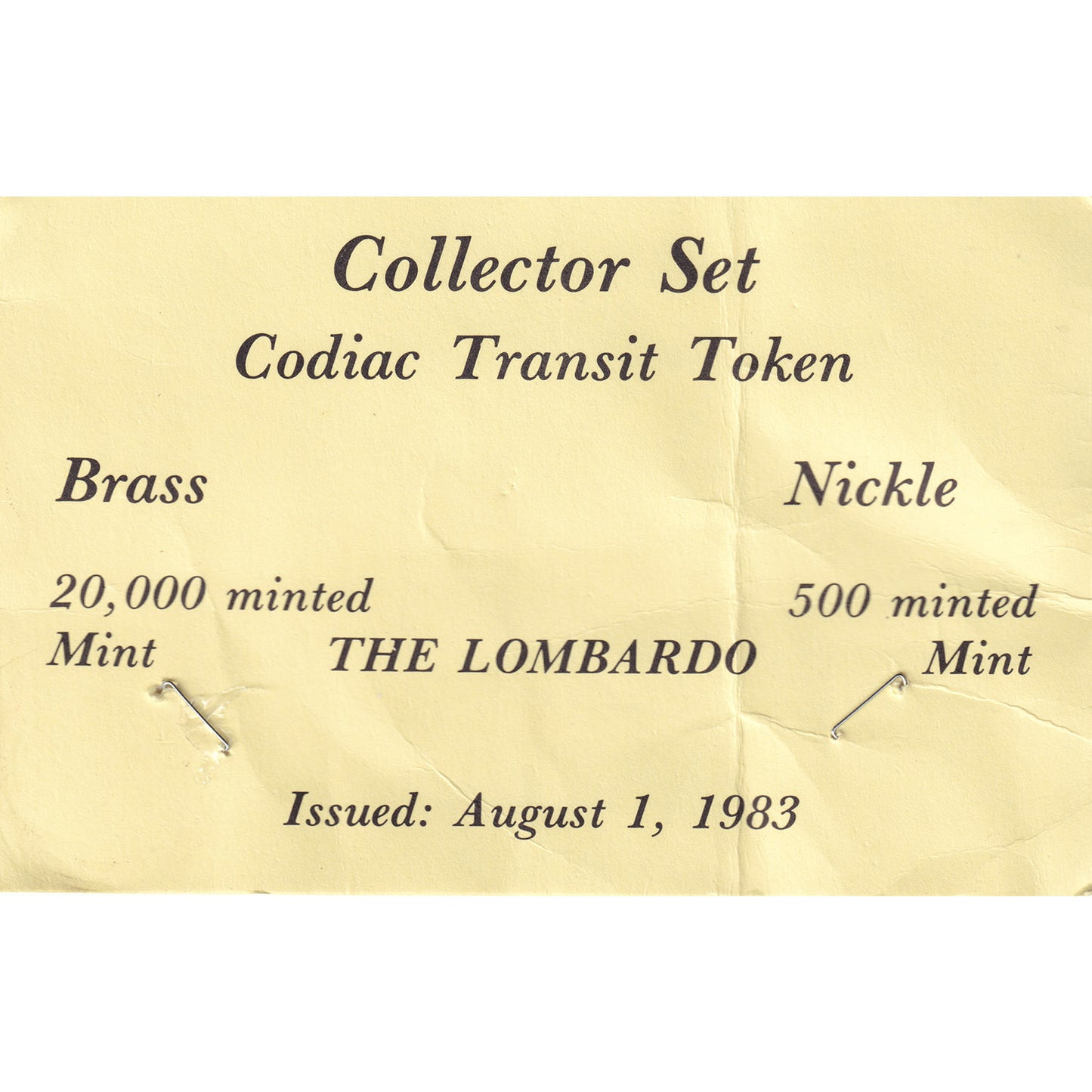 Pair of 1983 Moncton, NB Codia Transit Commission Brass & Nickel 1-Fare Tokens