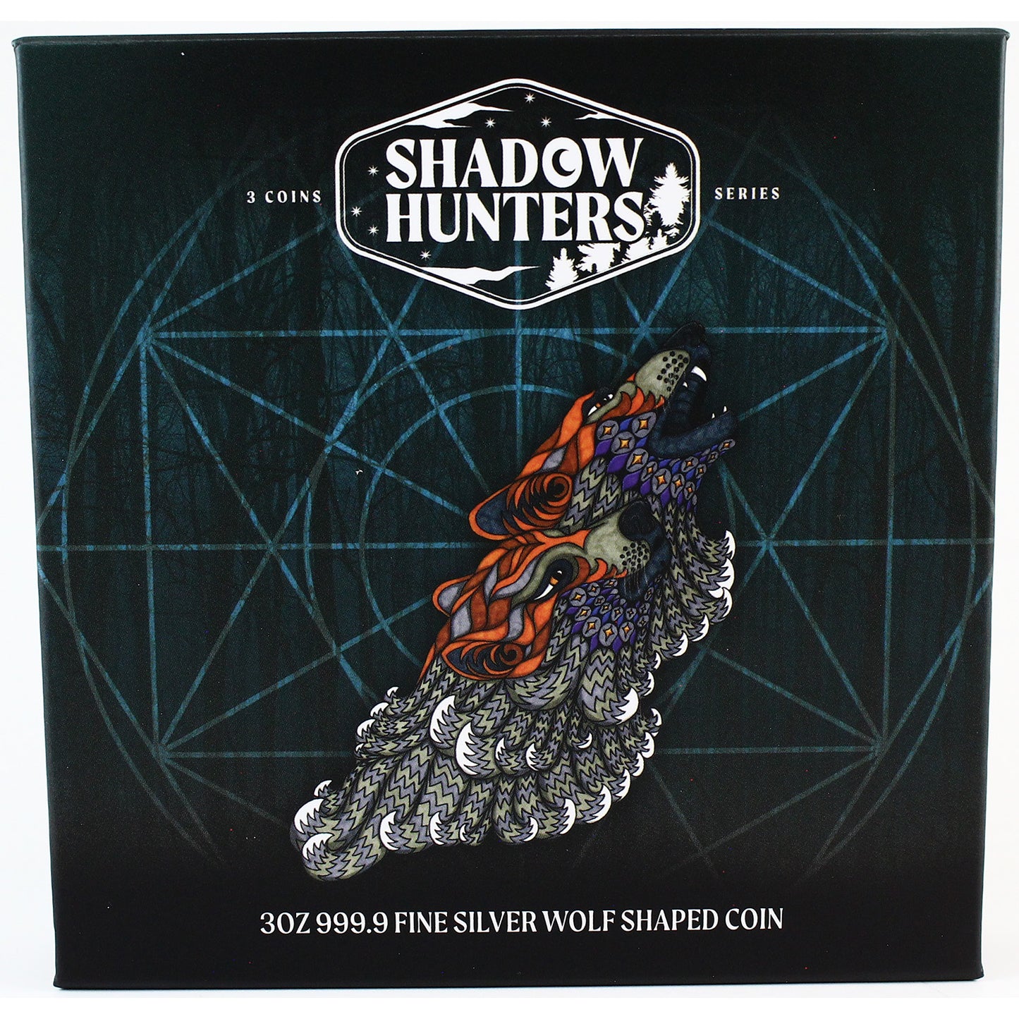 2022 Solomon Islands $8 Shadow Hunters - Wolf 3oz. 999 Fine Silver Coin (No Tax) Lightly Toned