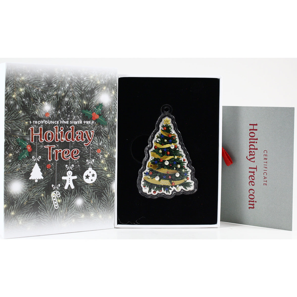 2022 Solomon Islands $2 Holiday Tree 1oz .999 Fine Silver Coin (No Tax)