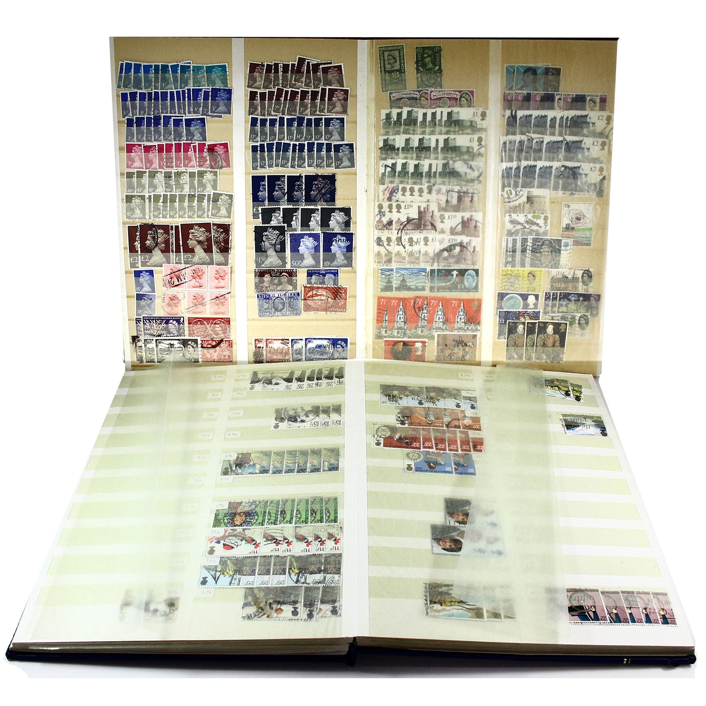Lot of 300+ World Stamps in Blue and Green Album, 400Pcs.