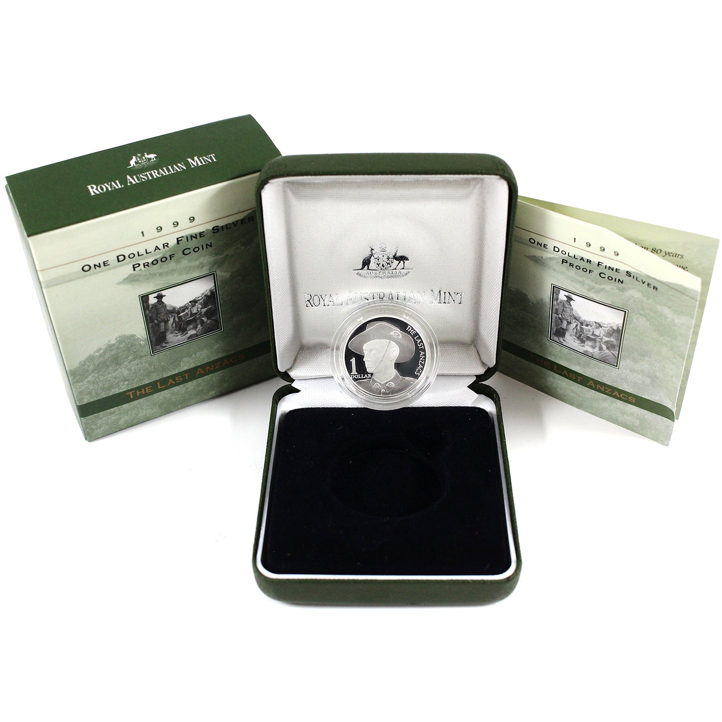 1999 Australia $1 The Last Anzacs Fine Silver Proof Coin (Bent CoA) No Tax