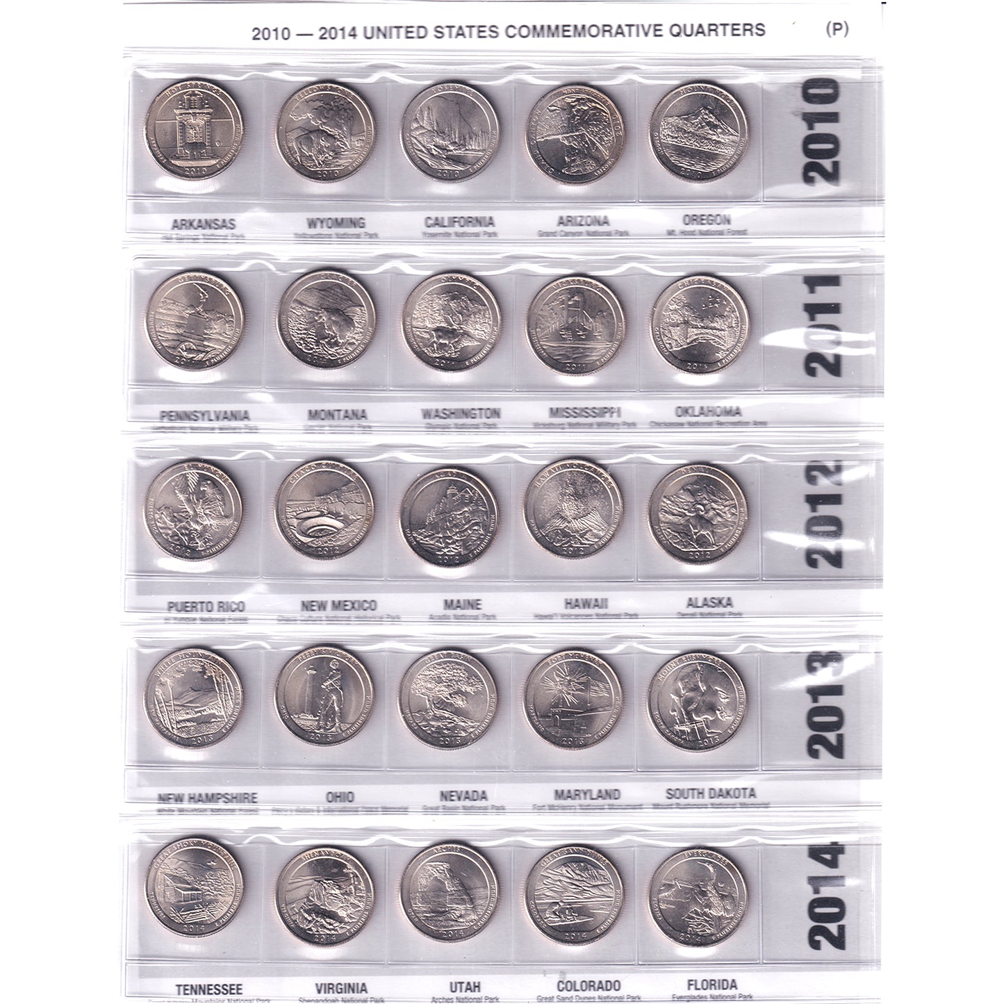 United States Commemorative Quarter Album 2010 to 2020 - P & D Mints (104 coins)