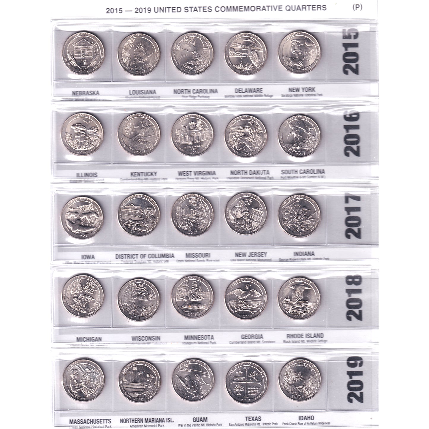 United States Commemorative Quarter Album 2010 to 2020 - P & D Mints (104 coins)