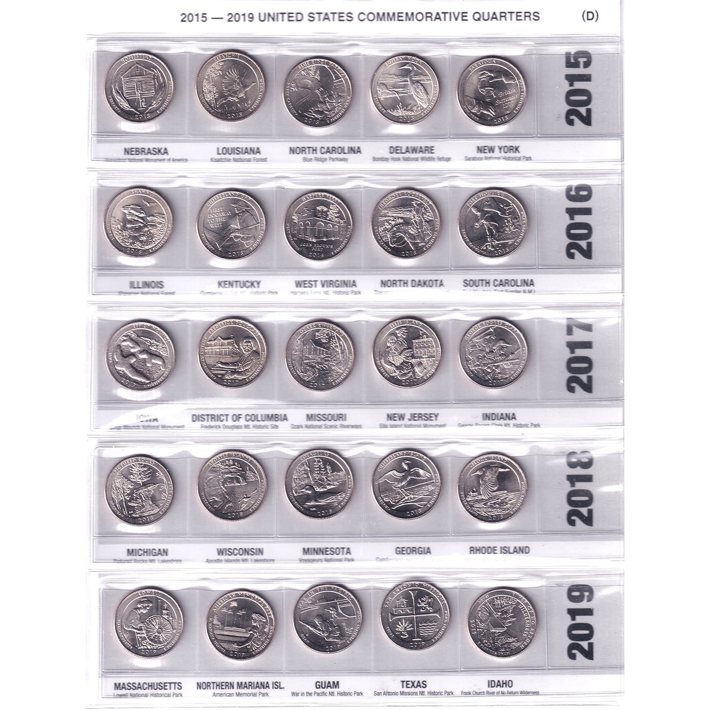 United States Commemorative Quarter Album 2010 to 2020 - P & D Mints (104 coins)