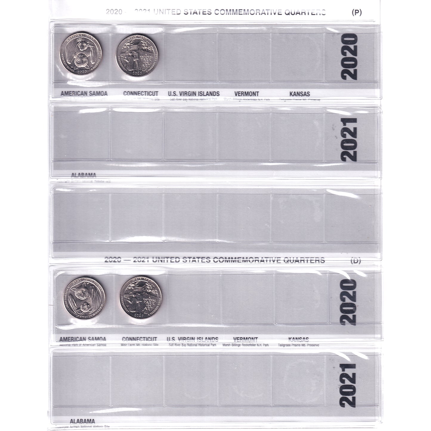 United States Commemorative Quarter Album 2010 to 2020 - P & D Mints (104 coins)