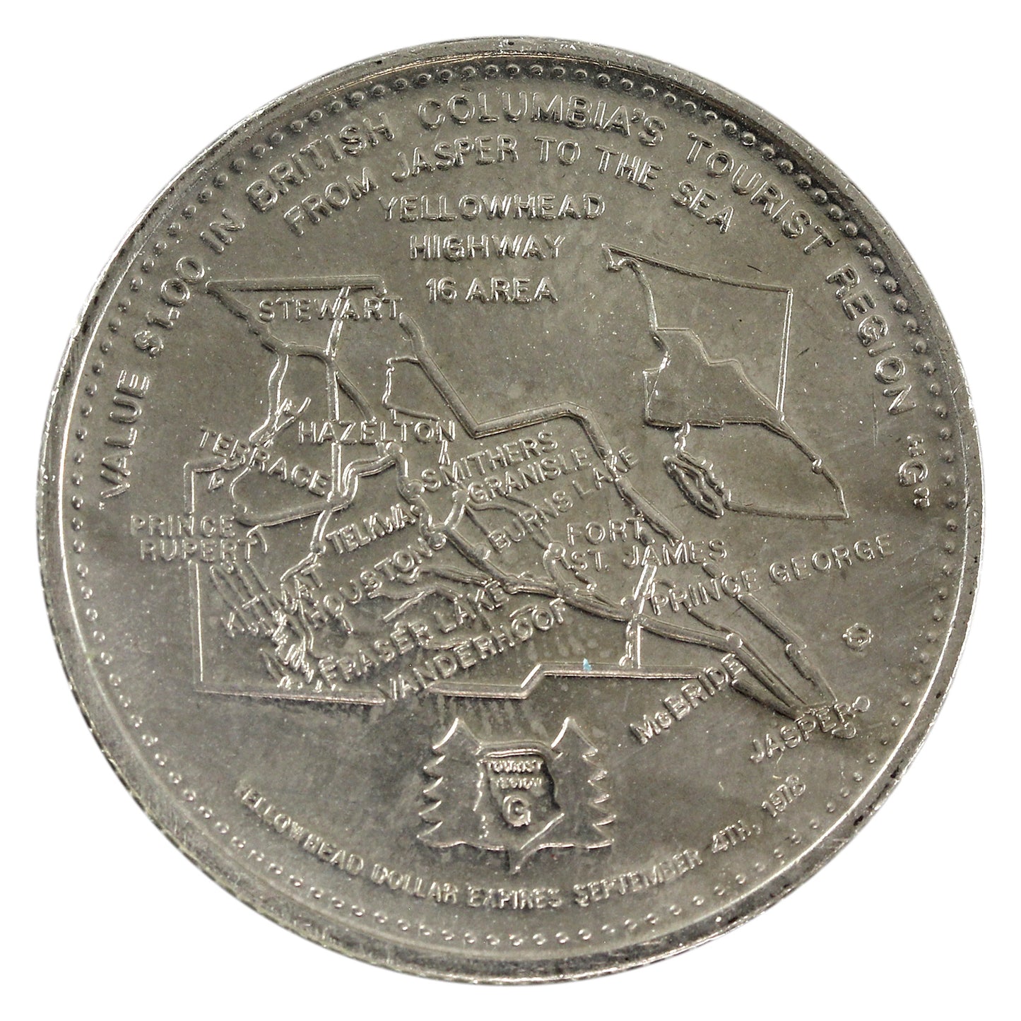 1979 Yellowhead Region, British Columbia Yellowhead Dollar Token