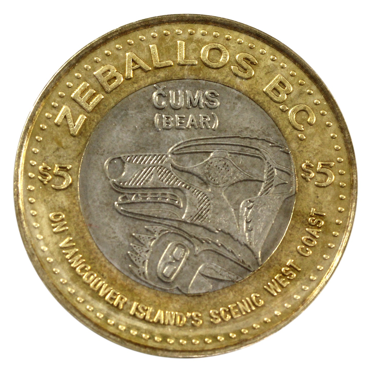 2002 Zeballos, British Columbia $5 Bi-Metallic Token