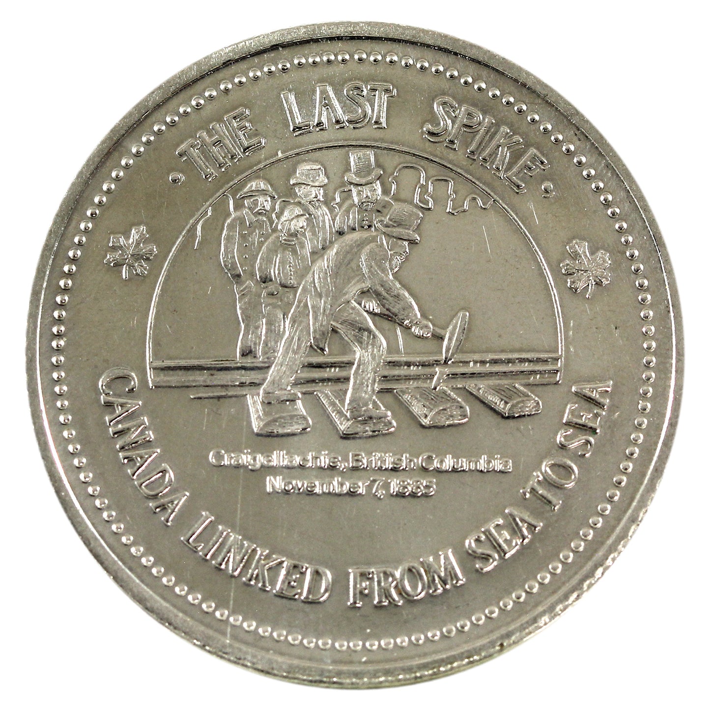 1985 Craigellachie, British Columbia Centennial of the Last Spike Dollar Token