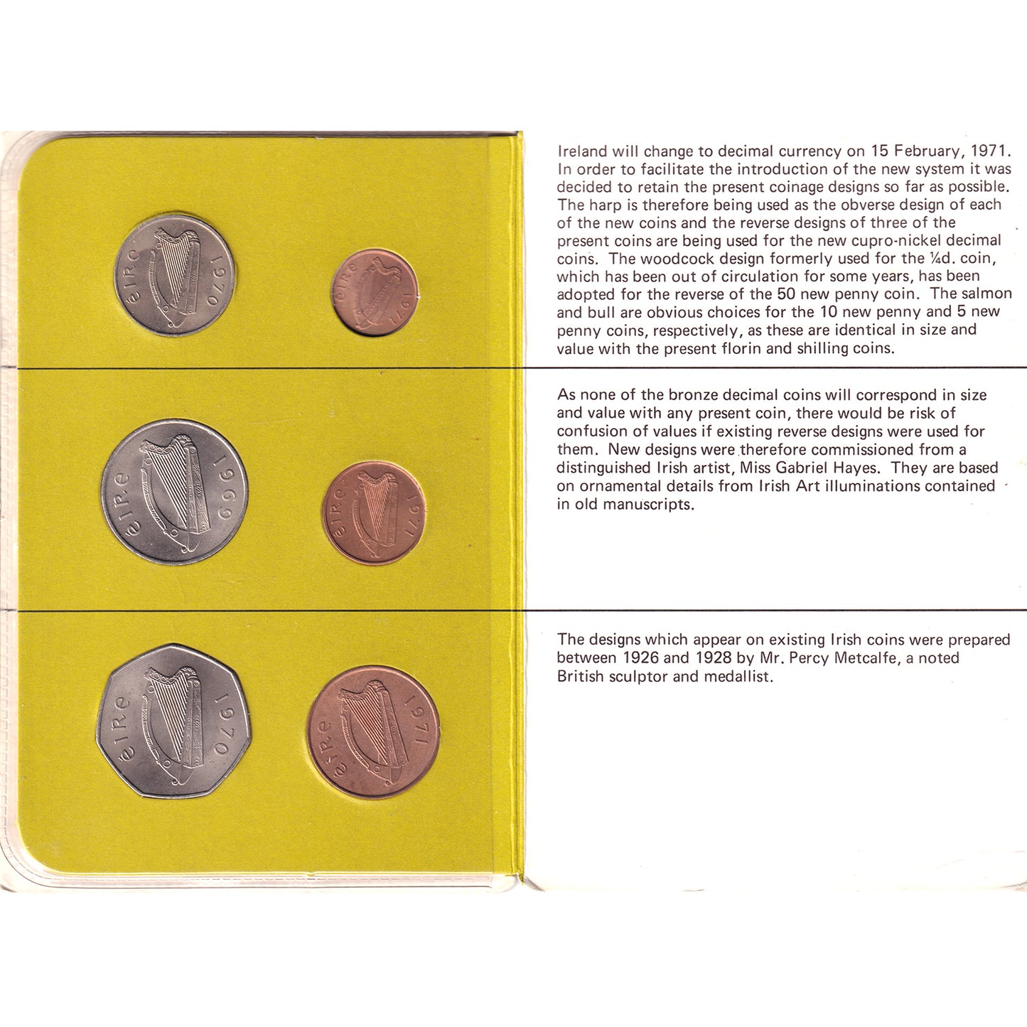 1971 Ireland's Decimal 6-Coin Collection in Folder