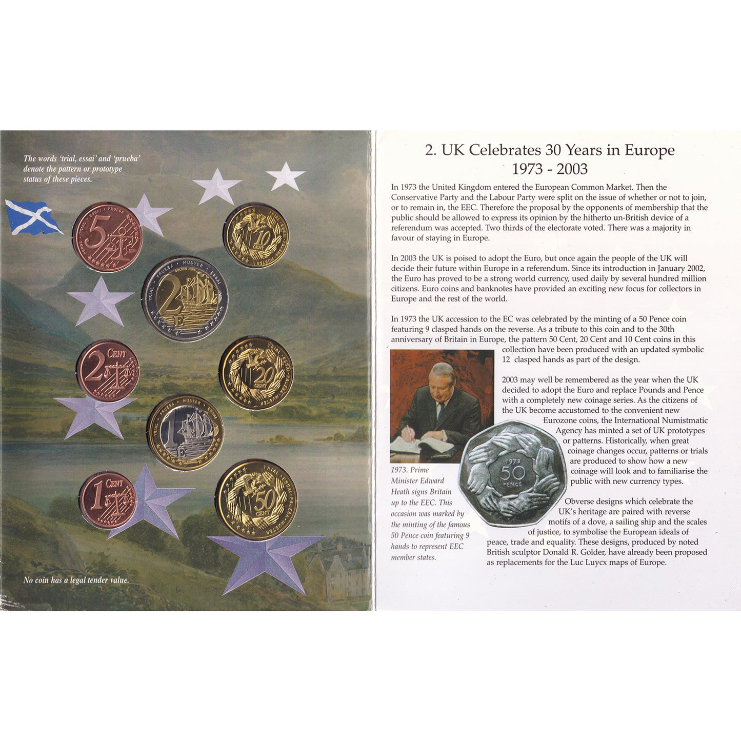 2003 United Kingdom Pattern/Prototype Euro Type 8-Coin Collection (Light Wear)