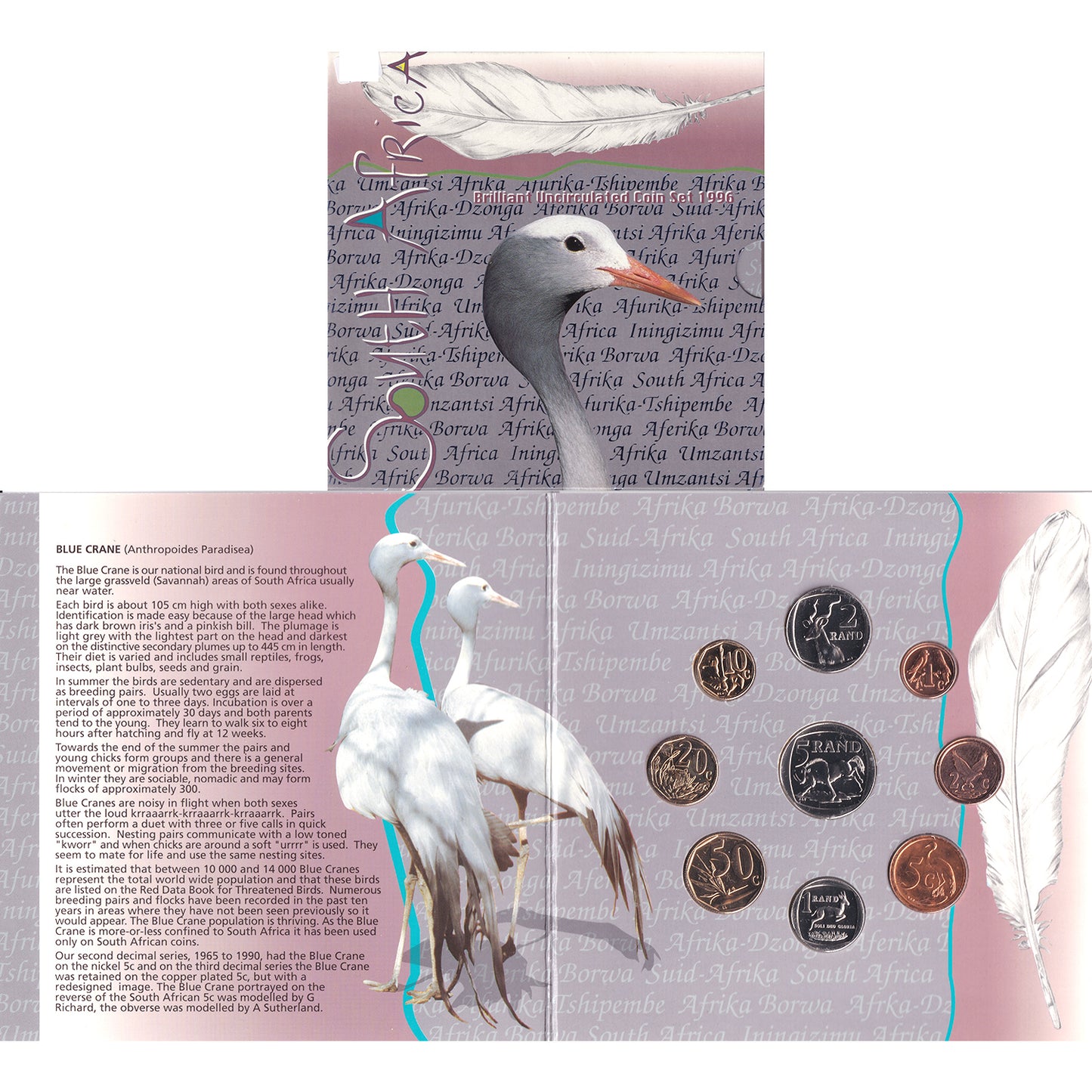 1996 South Africa Brilliant Uncirculated 9-Coin Set in Folder