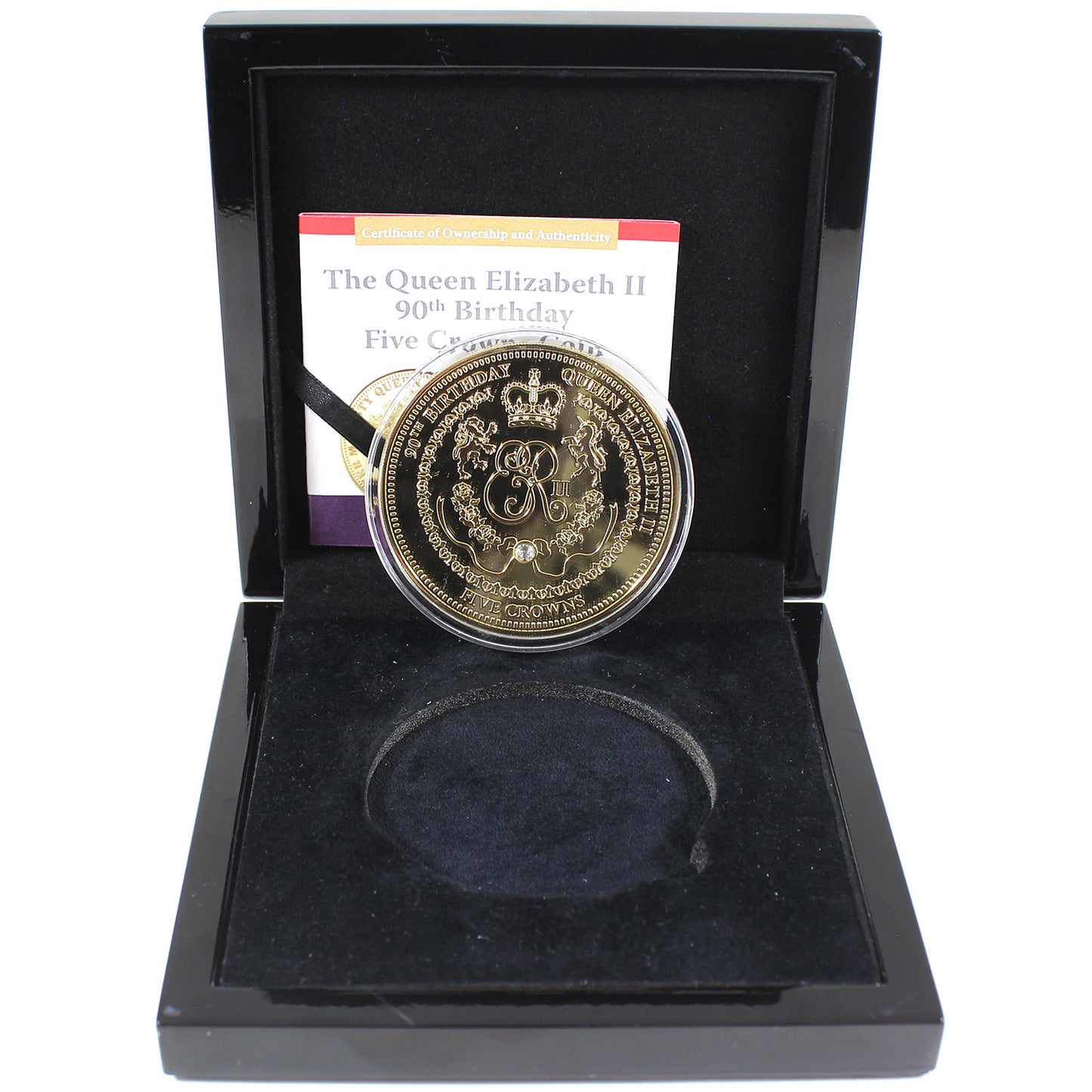 2016 Tristan da Cunha Queen Elizabeth Birthday Gold 5-Crowns Large Coin in Case (Imp'd)