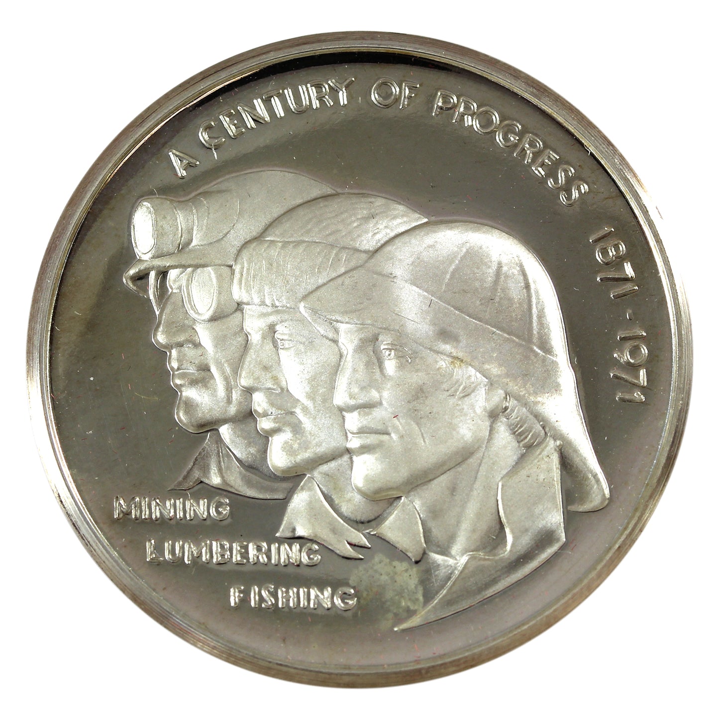 1971 British Columbia Centennial A Century of Progress Silver Medal in Capsule (Impaired)