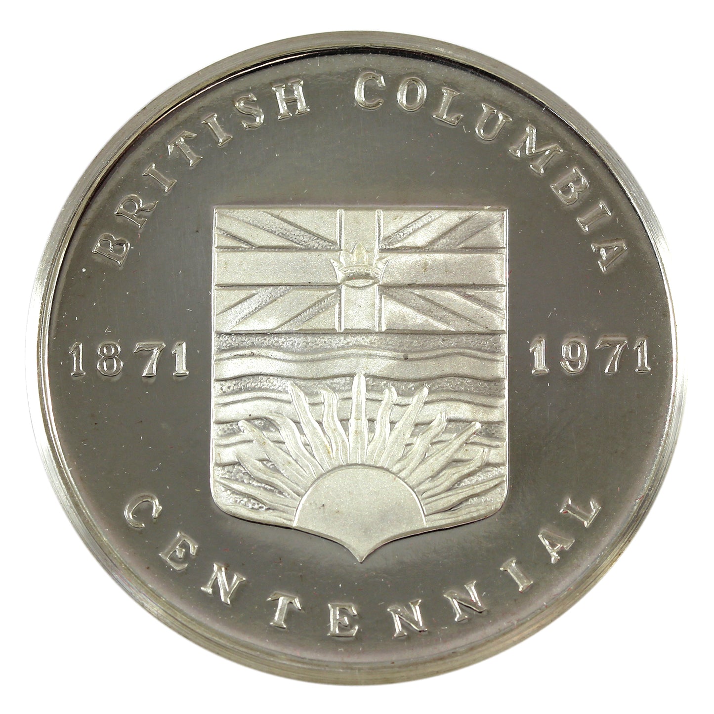1971 British Columbia Centennial A Century of Progress Silver Medal in Capsule (Impaired)