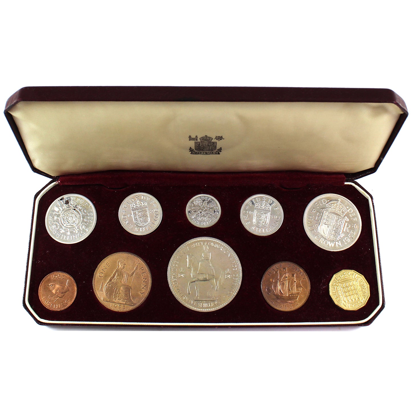 1953 Great Britain Coronation 10-Coin Proof Set in Original Case (Sold As Is)