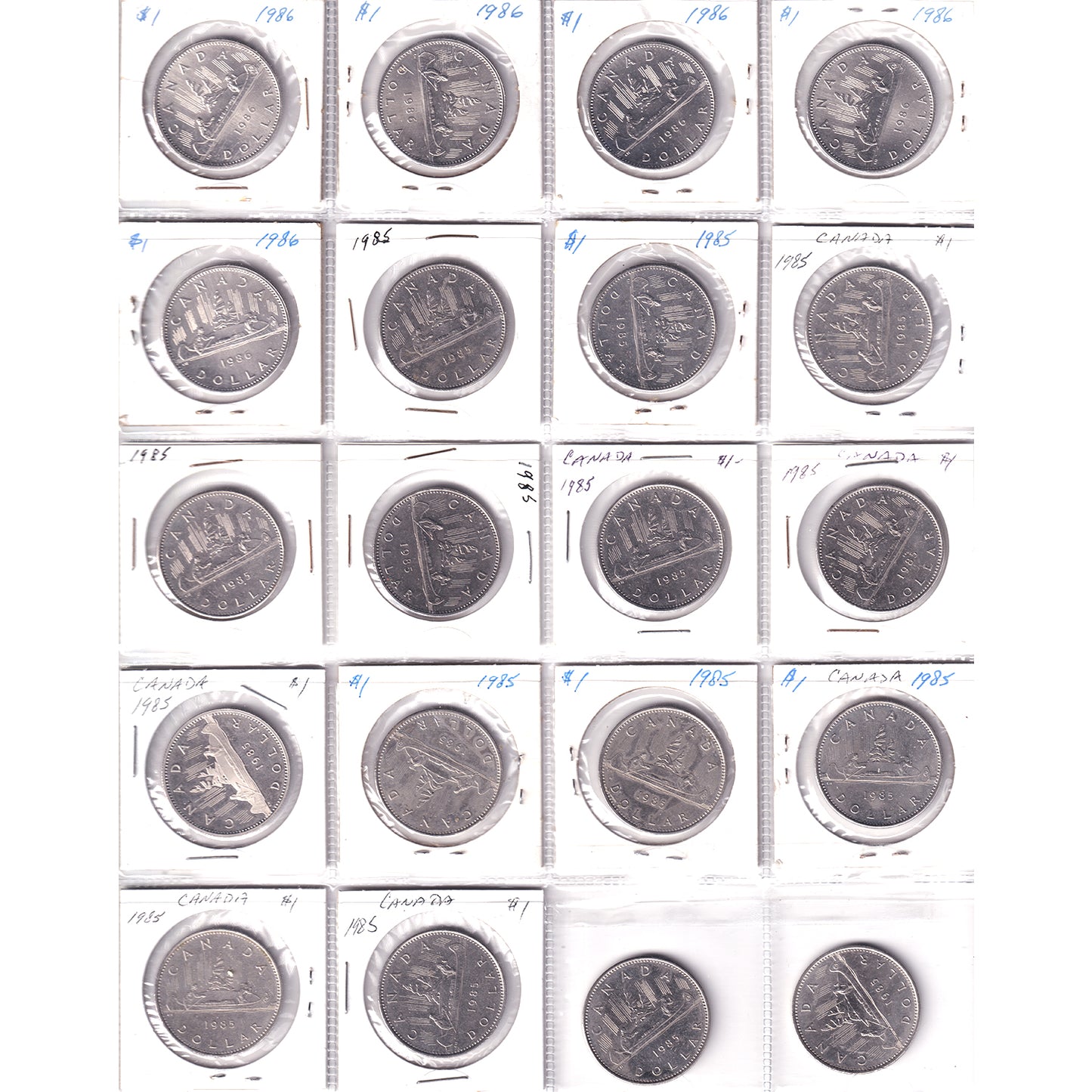 1986-1984 Canada Dollar Collection in Blue Binder