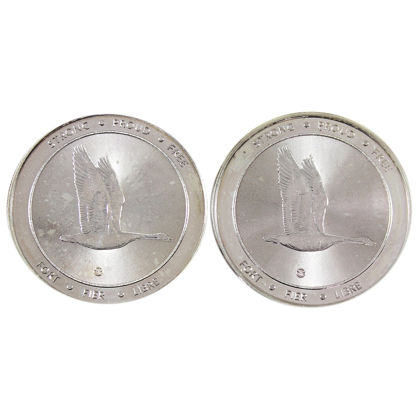 Pair of 2017 Canada 150th Anniversary 1oz. Silver Rounds, 2Pcs (No Tax) Lightly Scratched