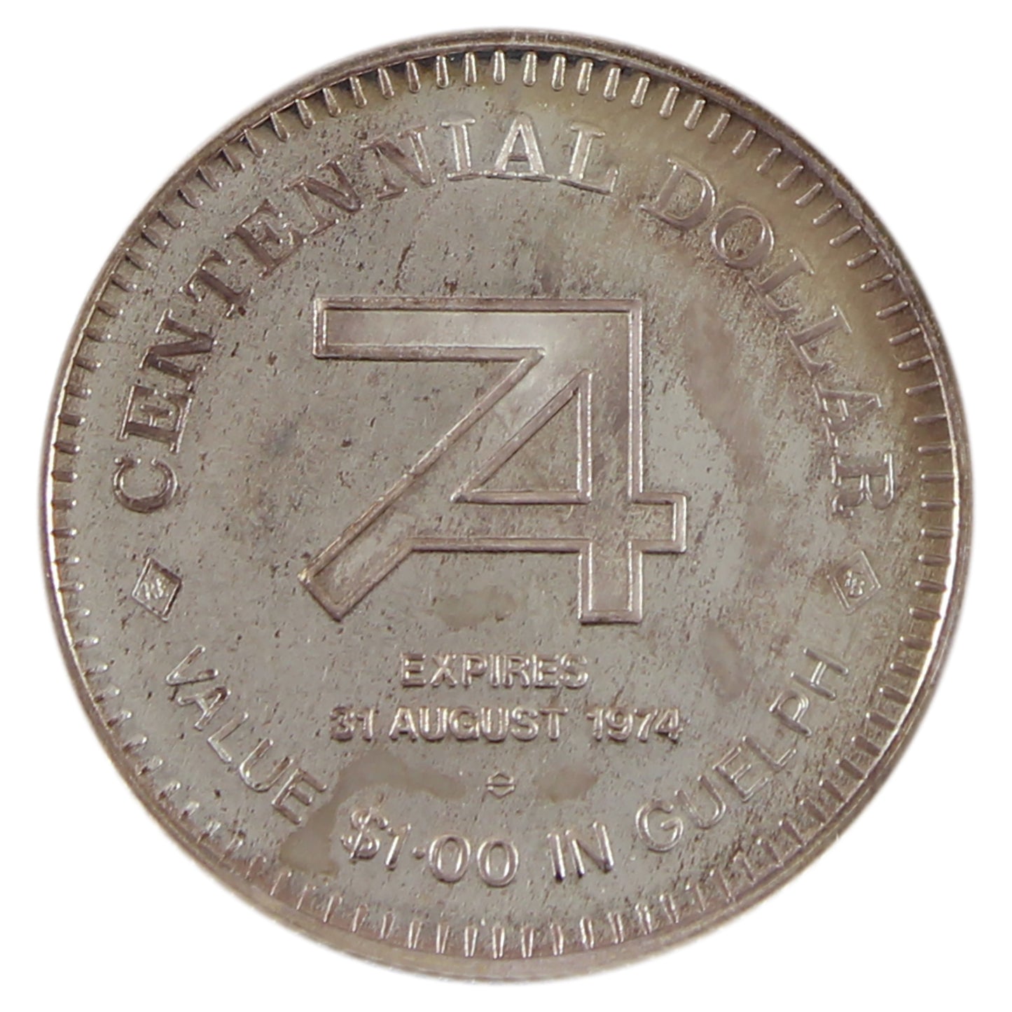 1974 Guelph, ON Ontario Agricultural College Silver Trade Token in Folder (No Tax) Toned