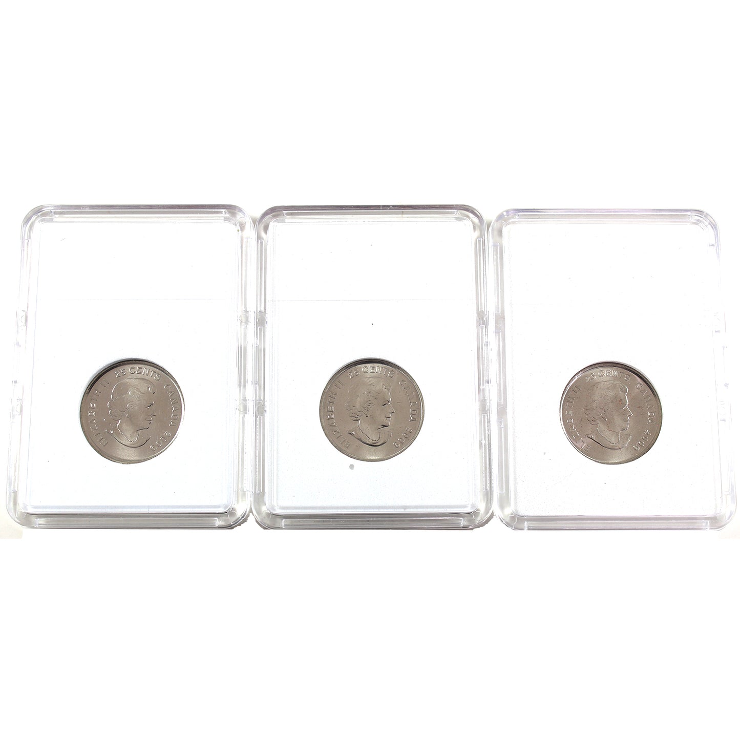 Lot of 3x 2009 Canada 25-cents Olympics Men's Hockey Coins in Holders, 3Pcs (Impaired)