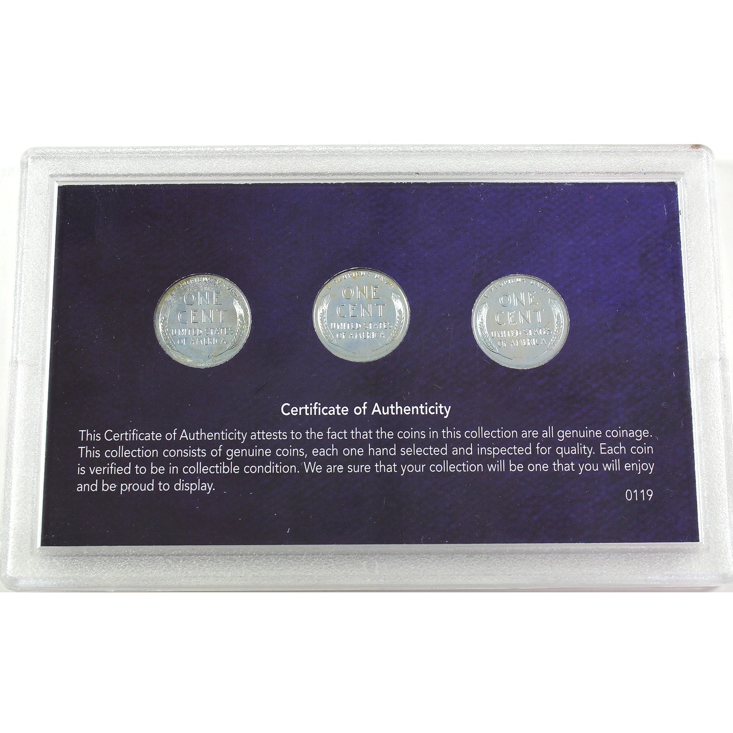 1943 USA Complete Steel PDS 3-Penny Set in Holder