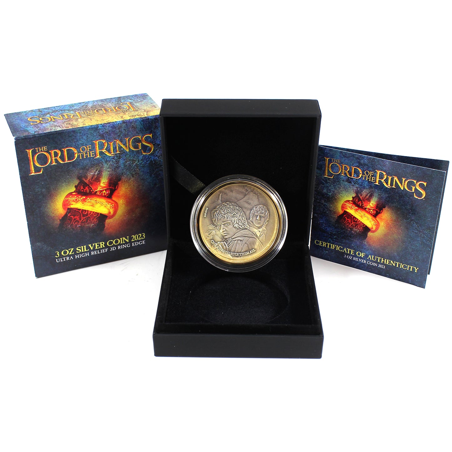 2023 Samoa $5 Lord of The Rings: The One Ring 3oz. UHR Fine Silver Coin in Case (Light Wear) No Tax