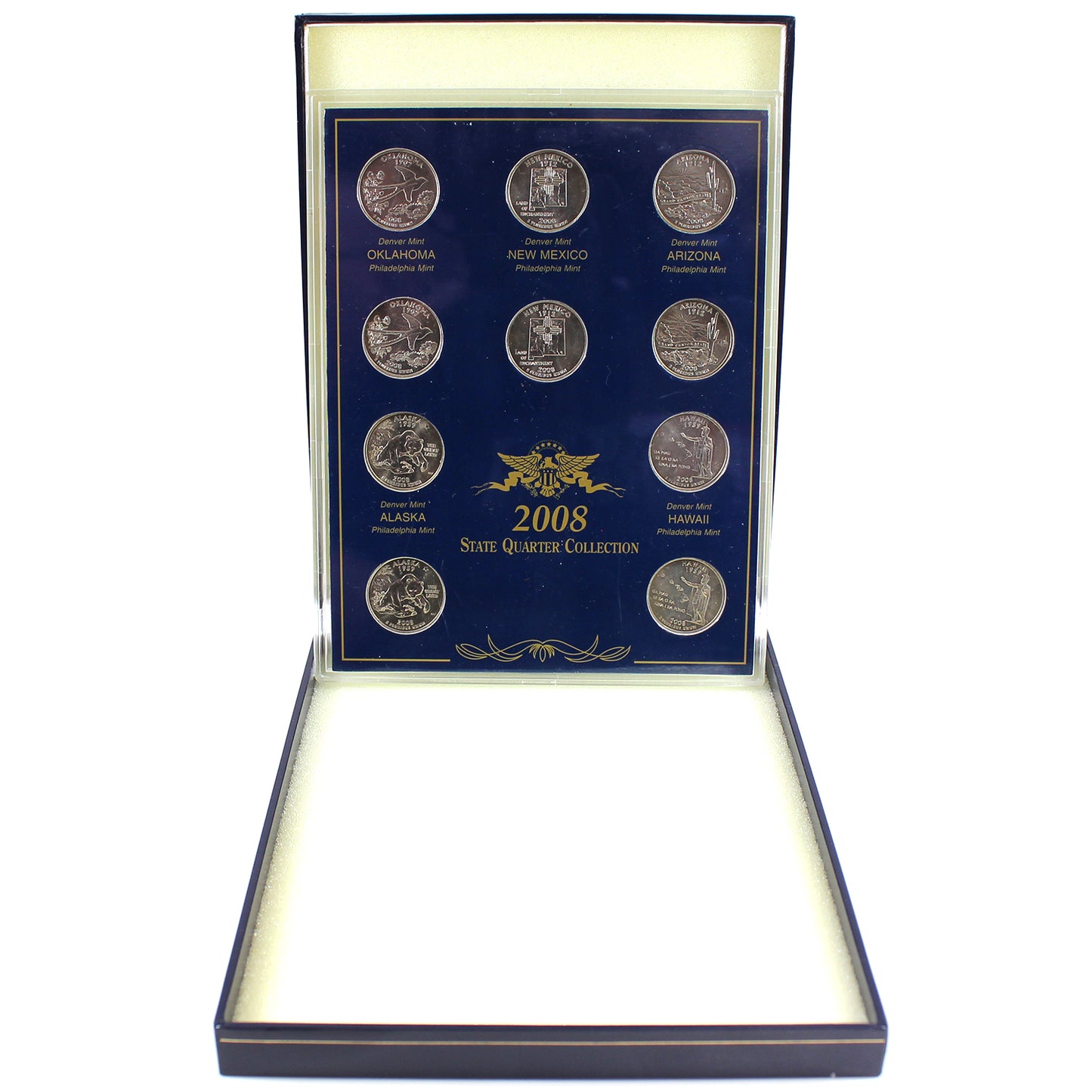2008 USA P&D 10-State Quarter Collection in Case (Impaired)