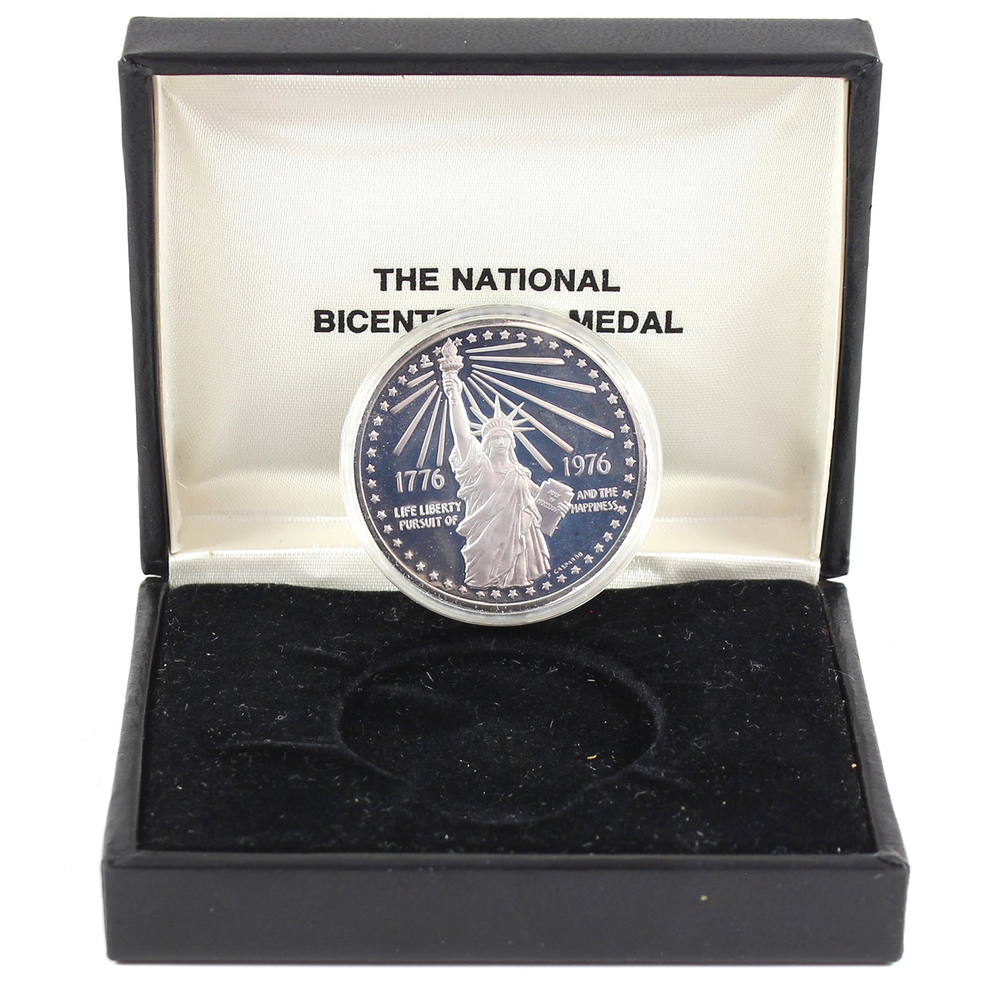 1976 USA American Revolution Bicentennial Silver Plated Medal in Case (Impaired)
