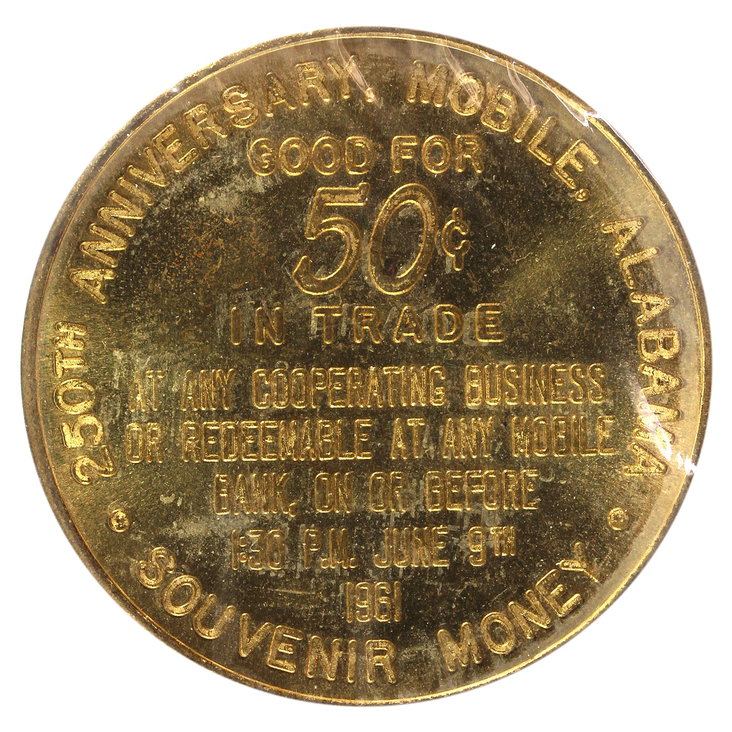 1961 Mobile, AL 250th Anniversary 50-cent Trade Token