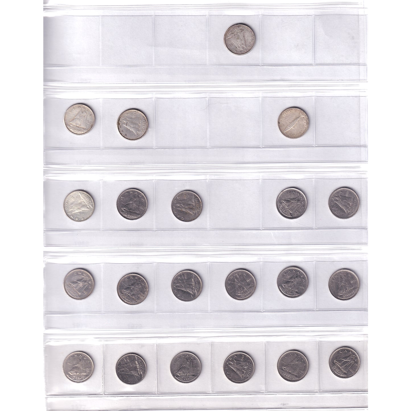 1960-2016 Canada 10-cents Collection in Black Album