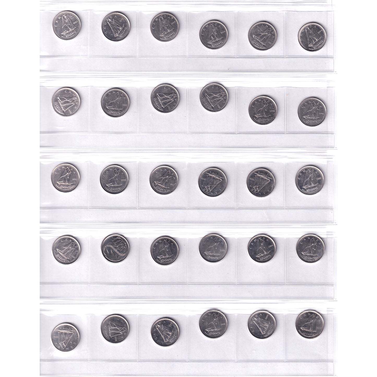 1960-2016 Canada 10-cents Collection in Black Album