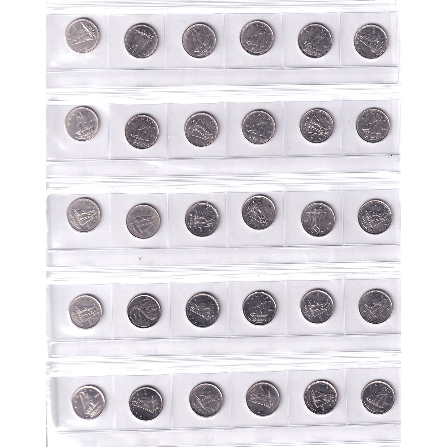 1960-2016 Canada 10-cents Collection in Black Album