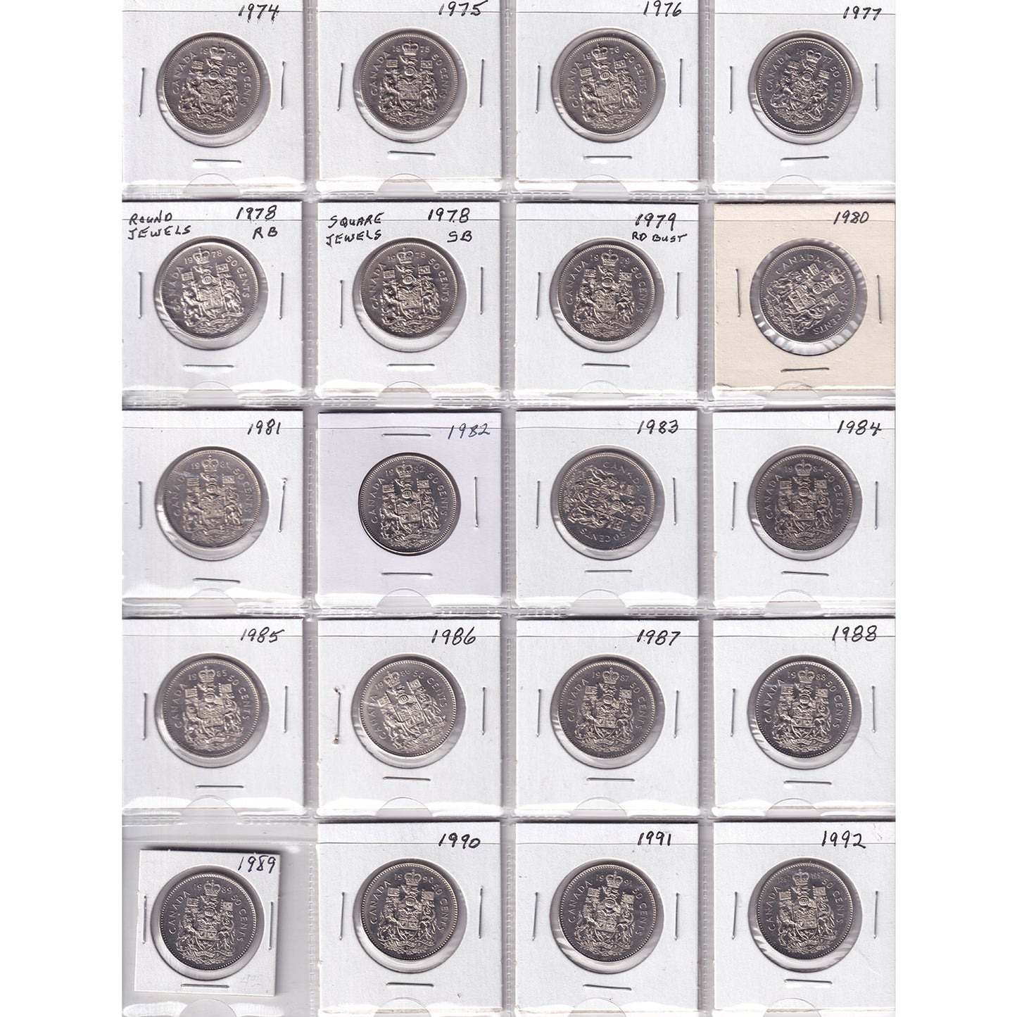 1968-2025 Canada 50-cent Collection in Blue Binder