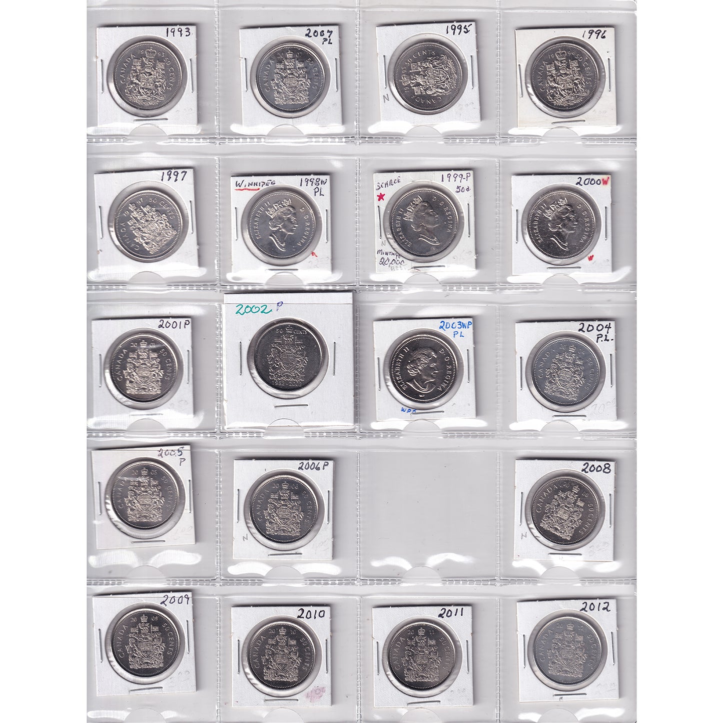 1968-2025 Canada 50-cent Collection in Blue Binder