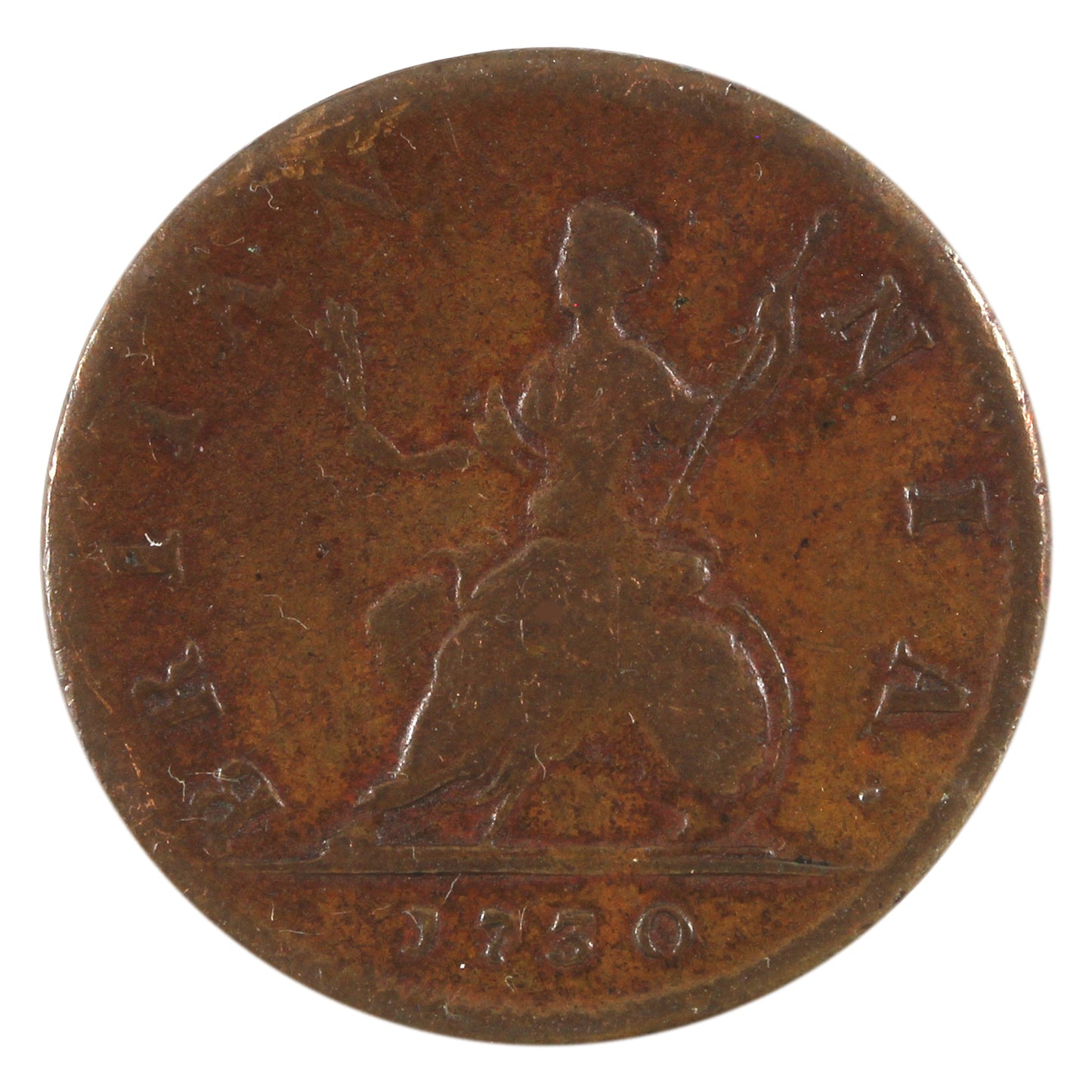 Great Britain 1730 George II Farthing F-VF (F15)