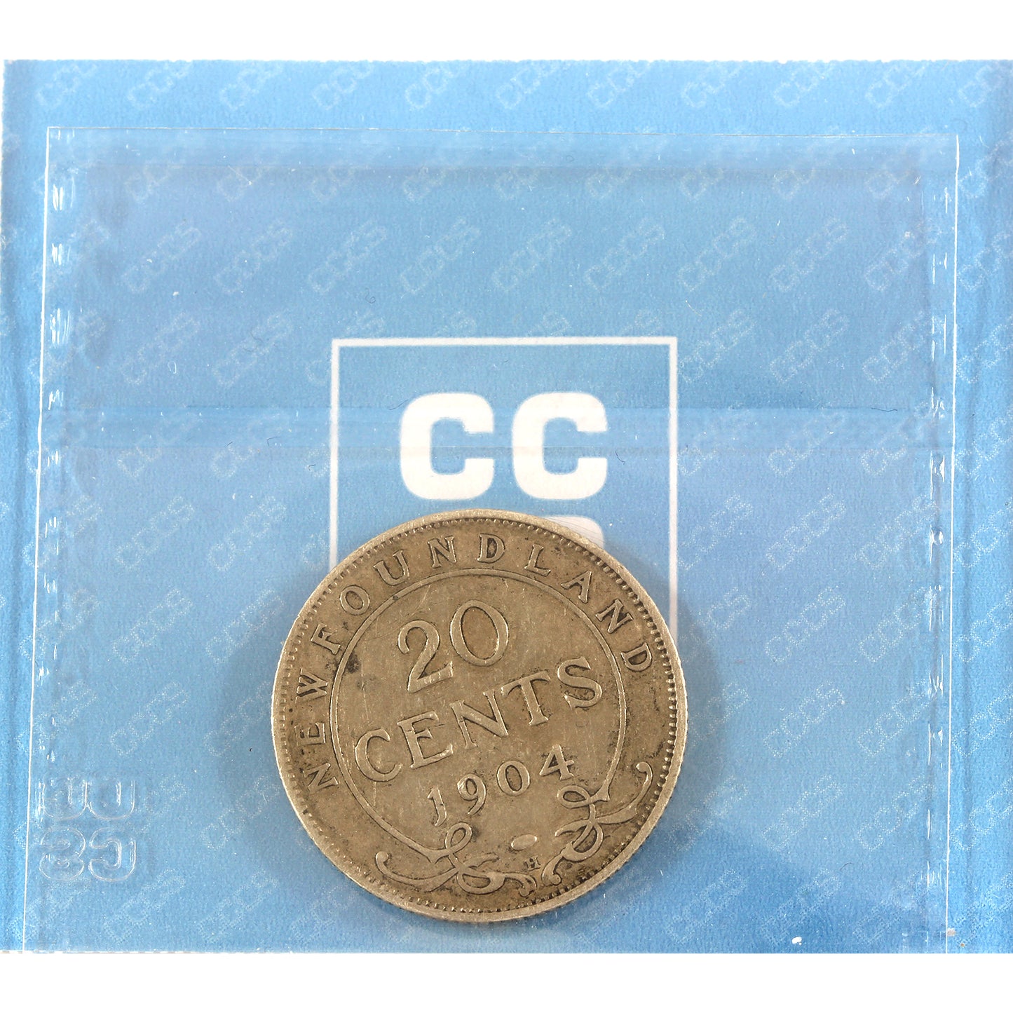 1904H Newfoundland 20-cents CCCS Certified F12 toning spot