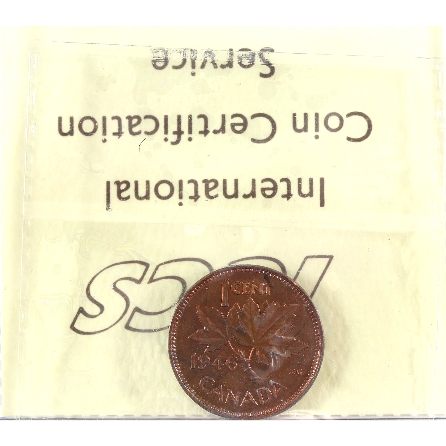 1946 Canada 1-cent ICCS Certified MS-65 Red (toned)