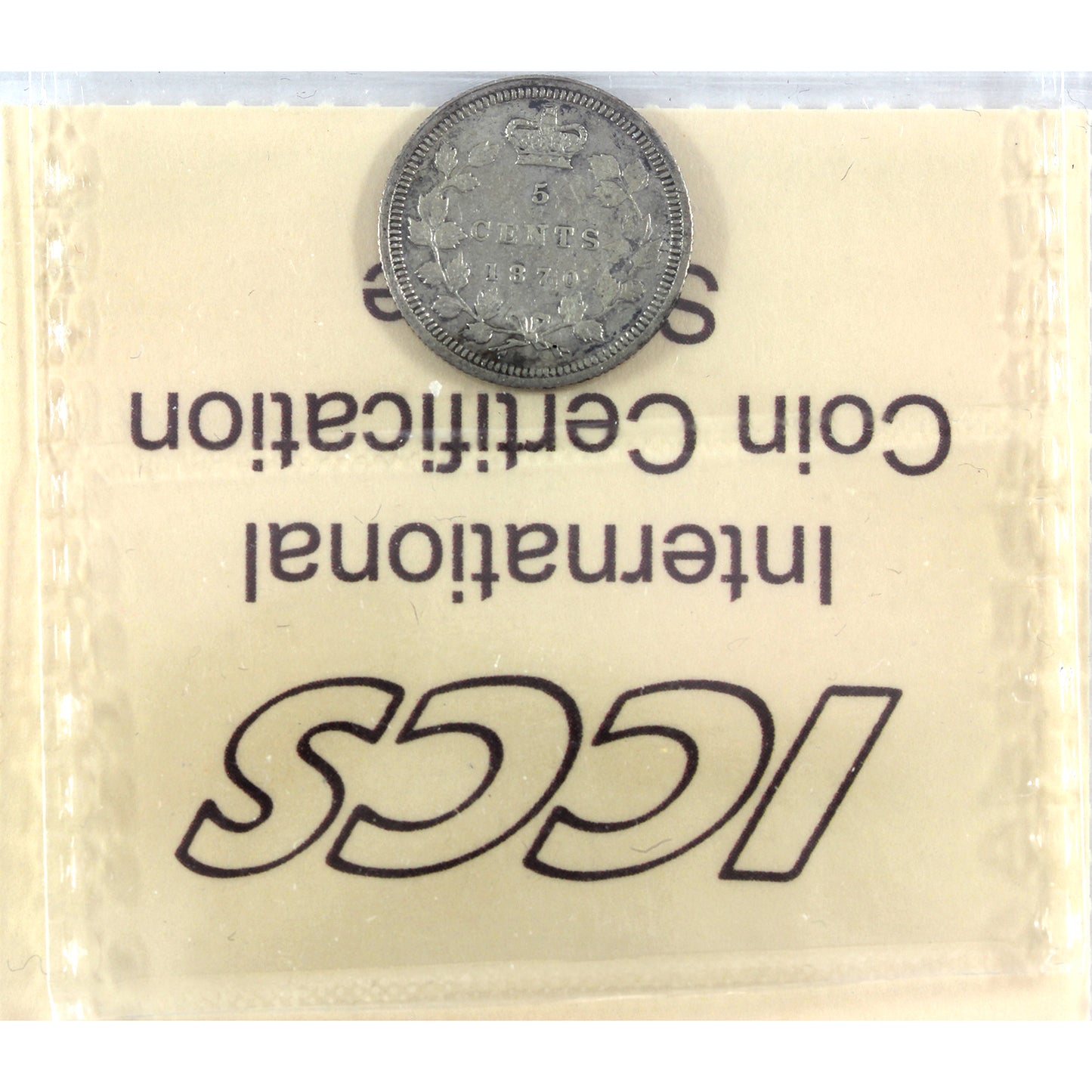 1870 Flat Border Canada 5-cents ICCS Certified VF20 (impaired)