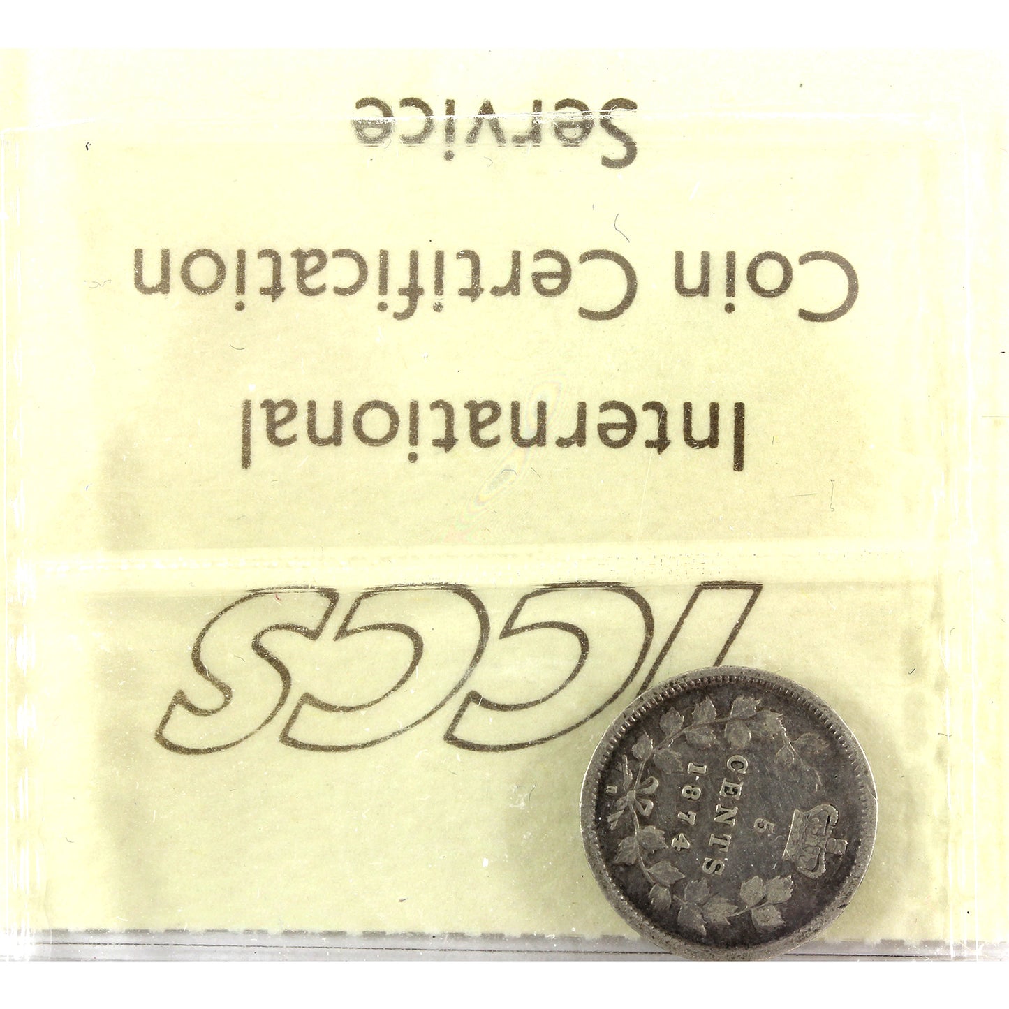 1874H Plain 4 Canada 5-cents ICCS Certified VG10 (weak rim)