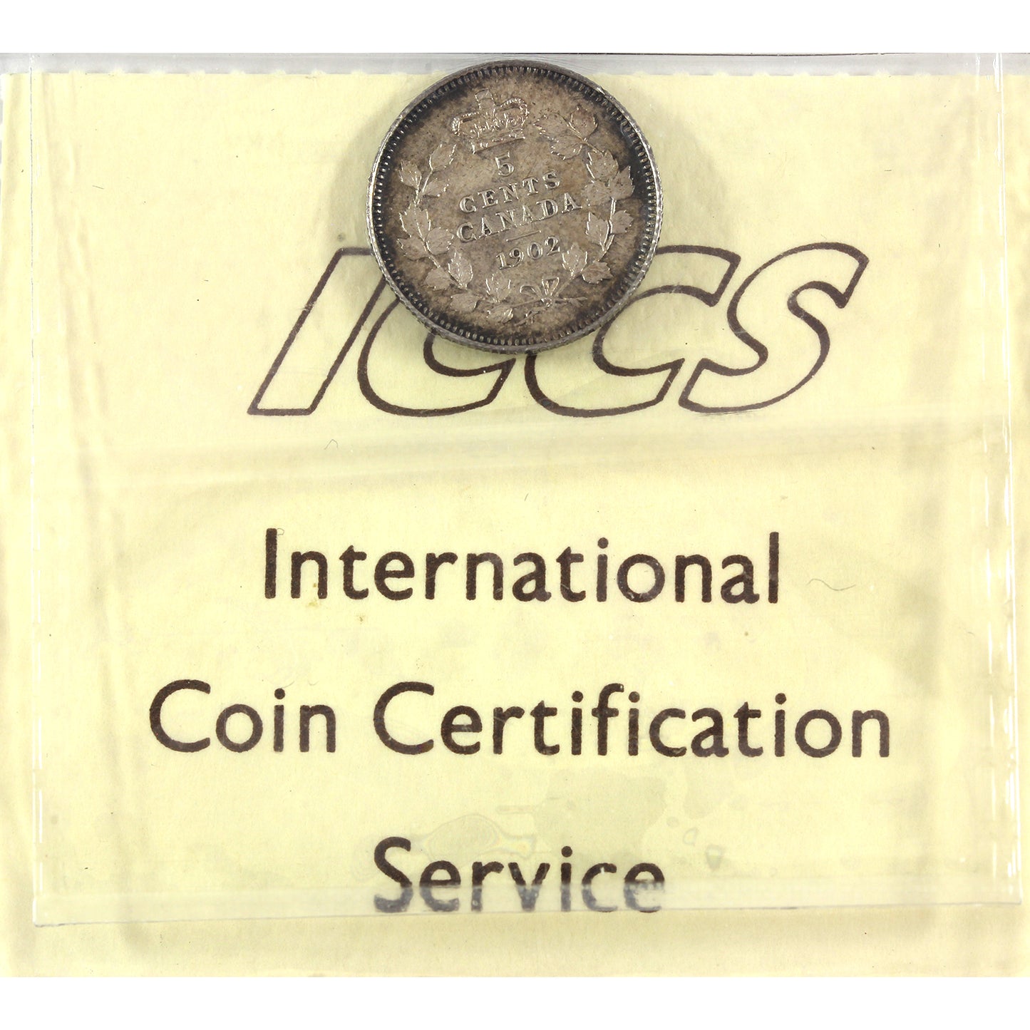 1902 Canada 5-cents ICCS Certified AU55 (toned)