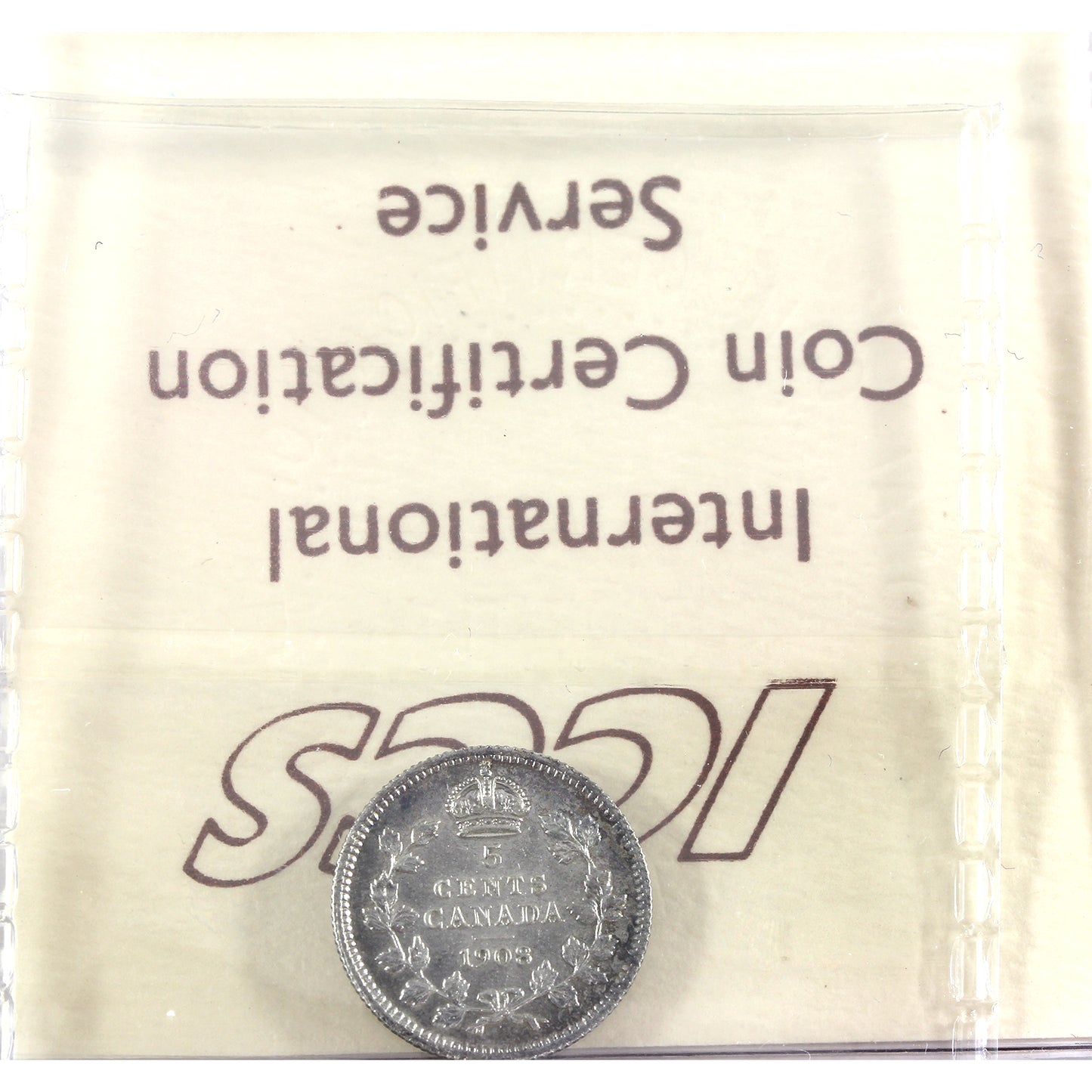1908 Small 8 Canada 5-cents ICCS Certified EF40 (corrosion)