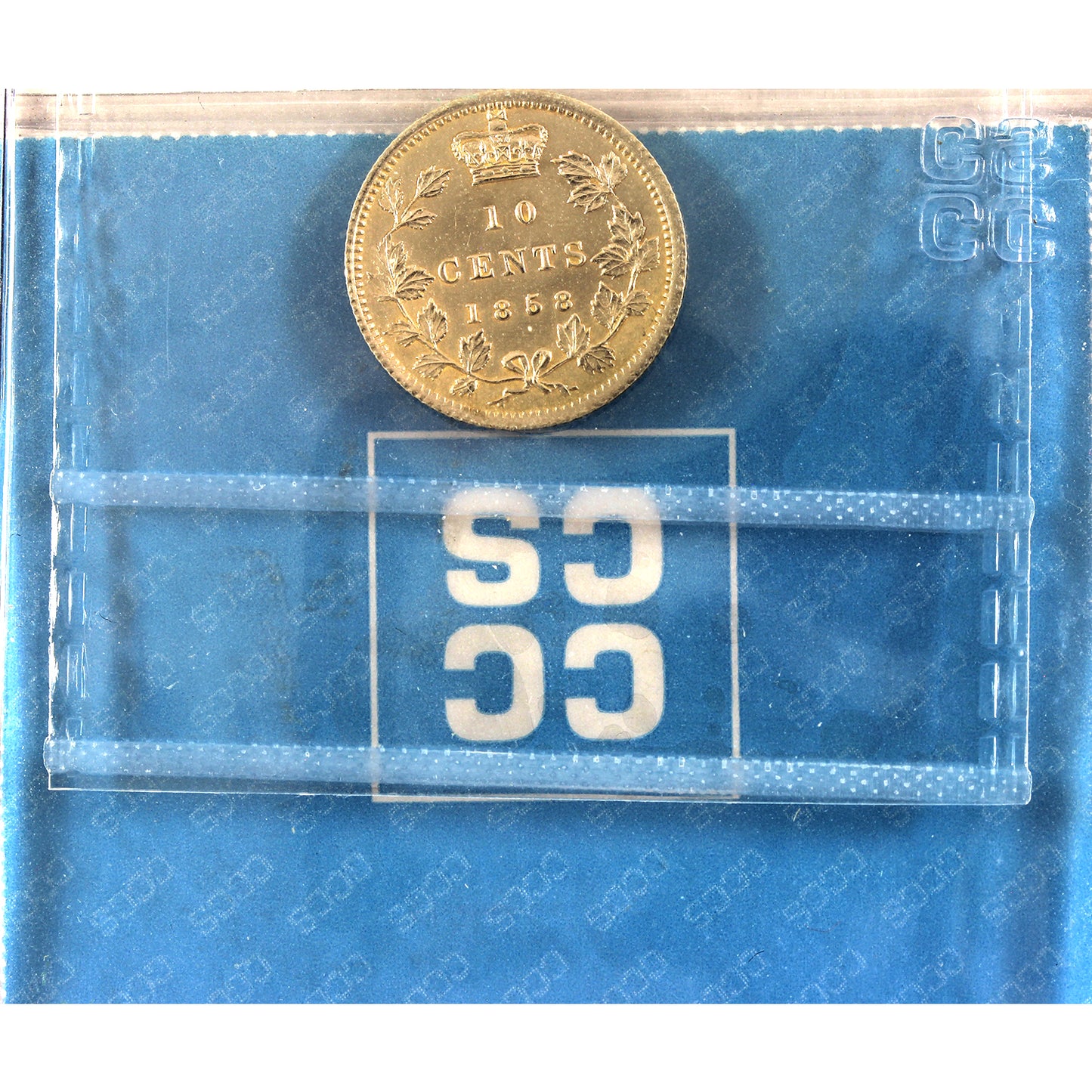 1858 5 Over 5 Canada 10-cents ICCS Certified EF45 (polished)