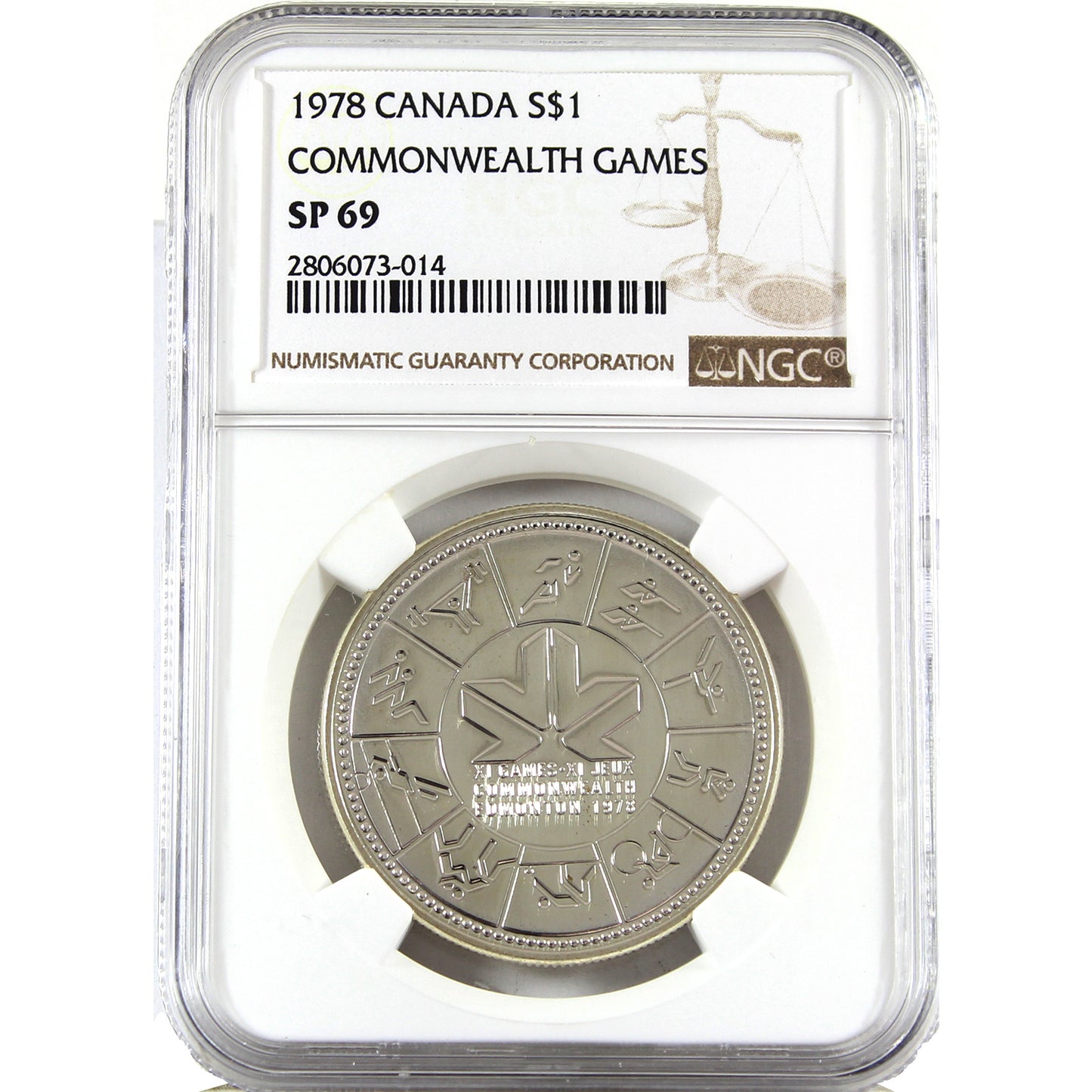 1978 Canada $1 Commonwealth Games Specimen Silver Dollar NGC Certified SP69