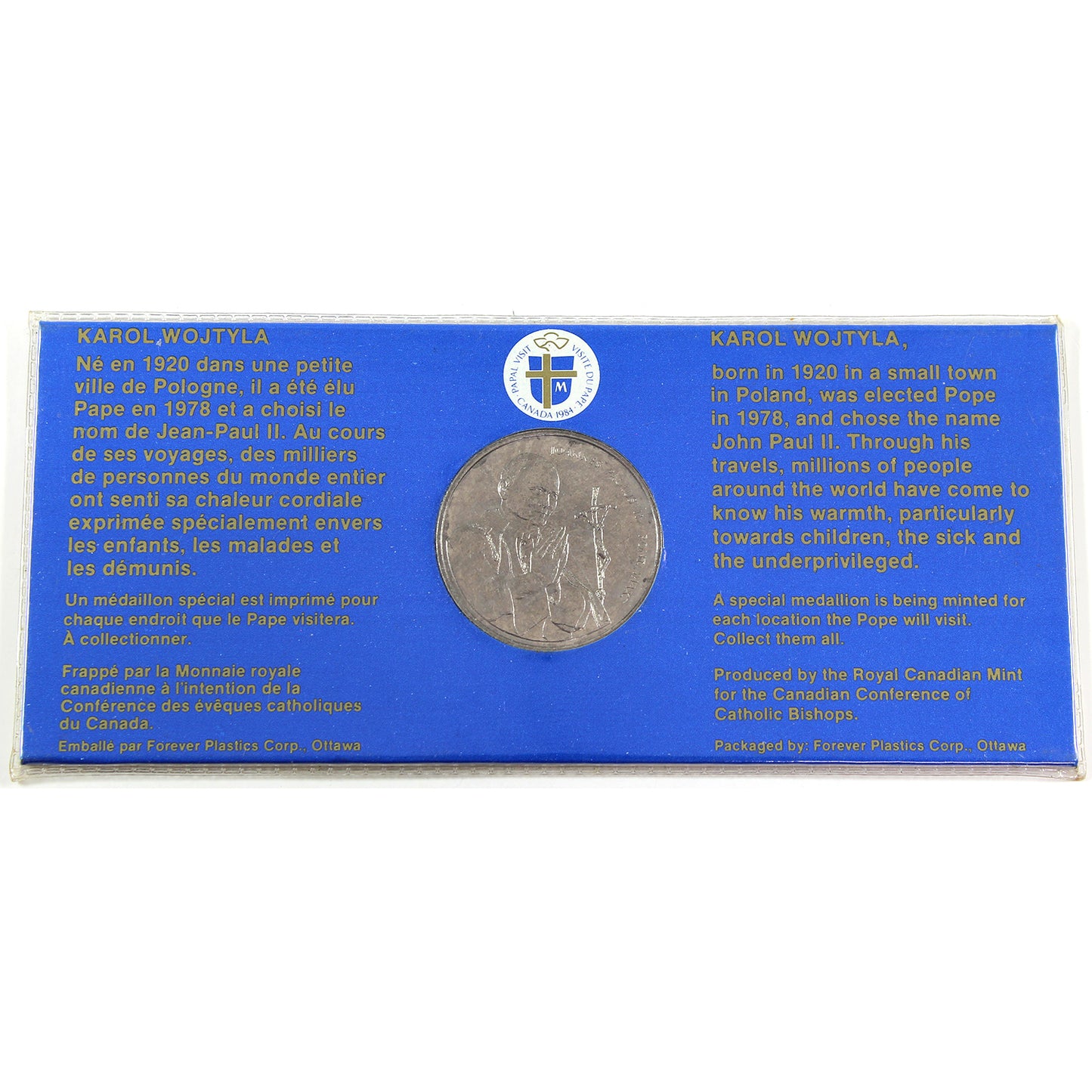 1984 Pope John Paul II Papal Visit to the National Capital Ottawa-Hull Medallion in Holder