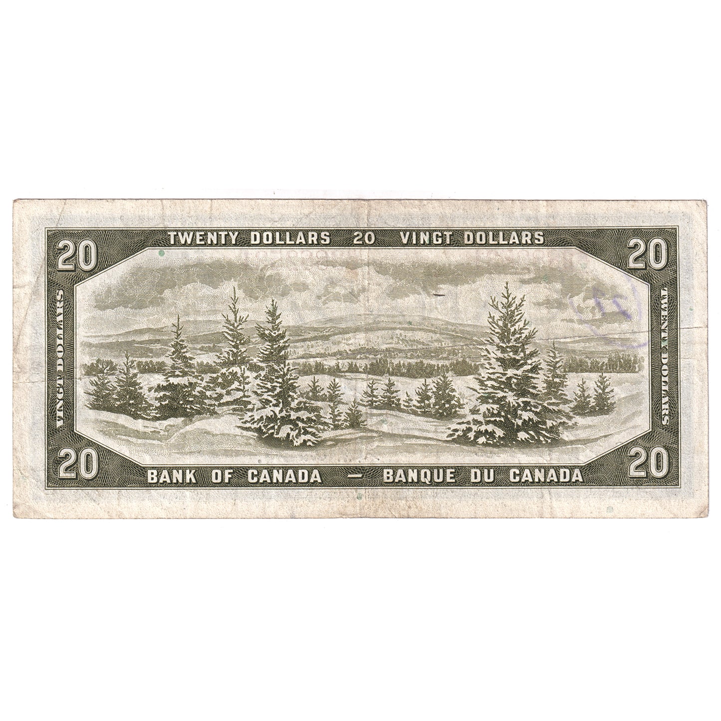 BC-33a 1954 Canada $20 Coyne-Towers, Devil's Face, B/E, VF (writing)