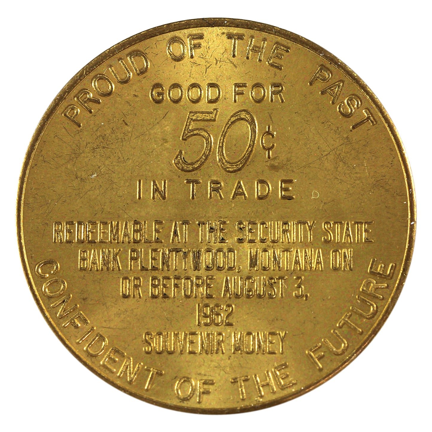 1962 Plentywood, Montana 50th Anniversary 50-cent Trade Token