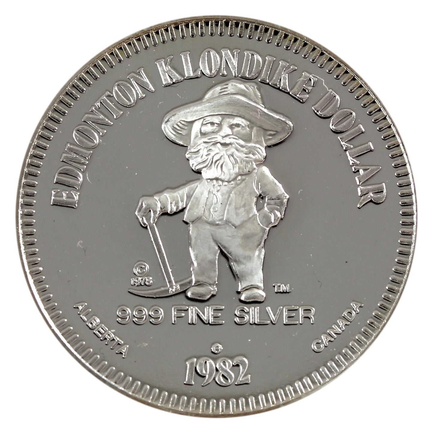 1982 Edmonton George Kirkpatrick .999 Silver Klondike Dollar Token (No Tax) (Toned)